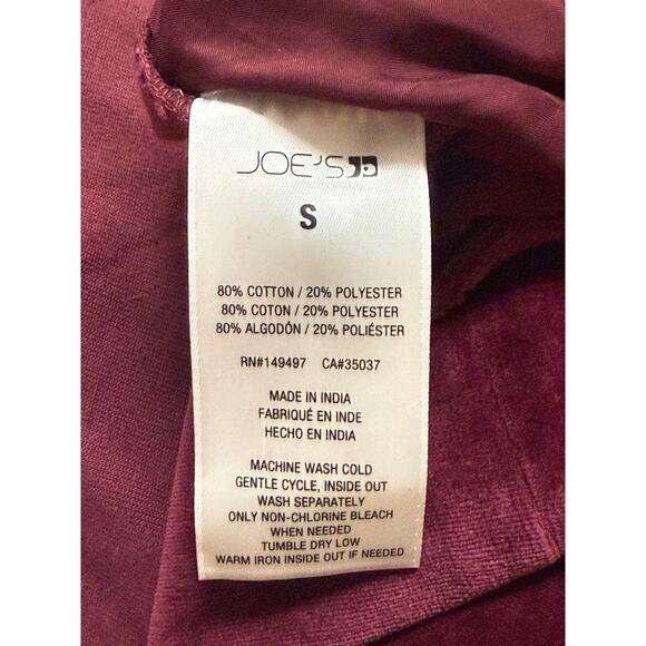 JOE'S Jeans Burgundy Velour Full Zipped Cropped Hooded Jacket Sz S New with Tags - Picture 8 of 11